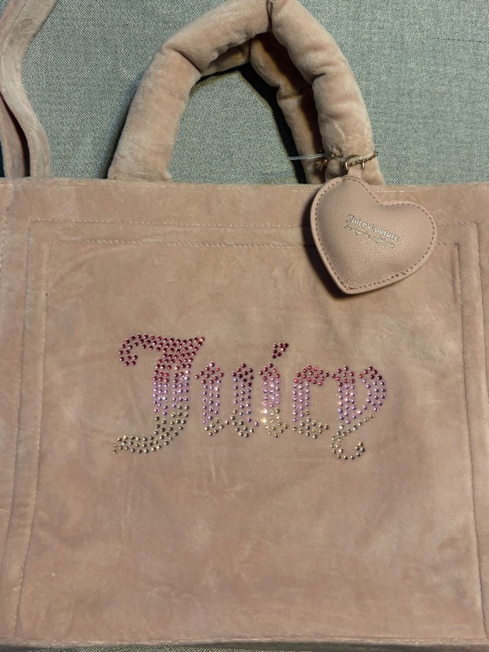 Juicy Couture Dusty Blush Big Spender Tote Purse Y2K Bling Rhinestone Large NWOT